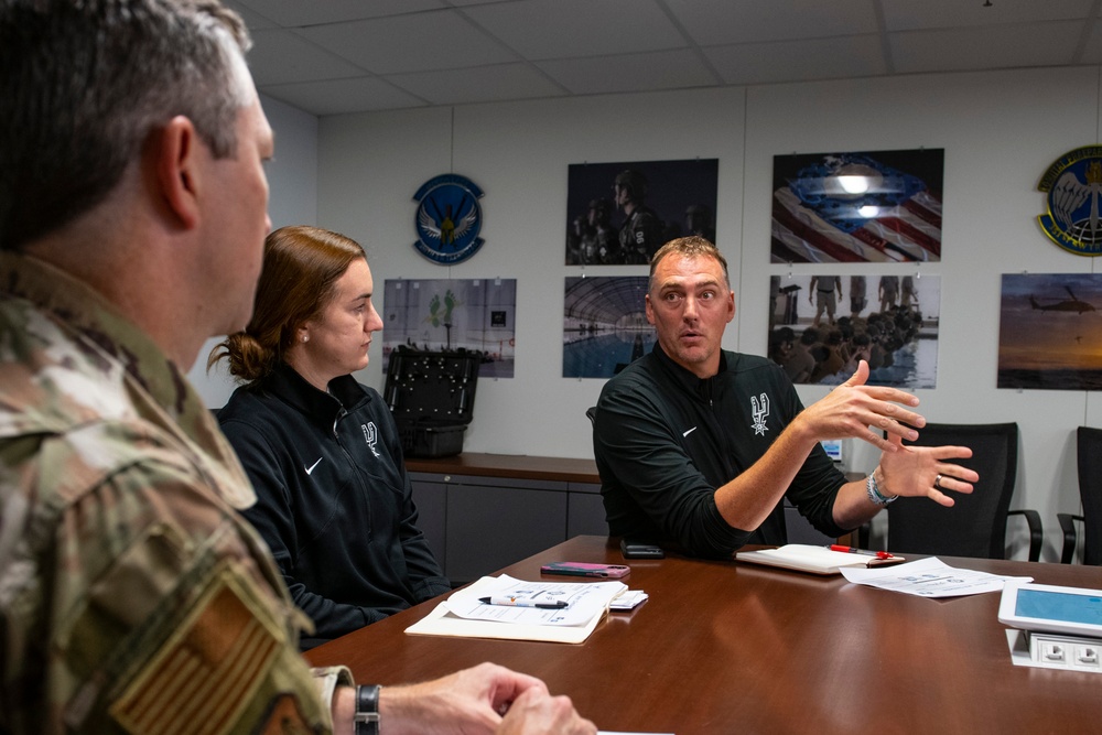Special Warfare Training Wing discuss human performance integration with Spurs staff