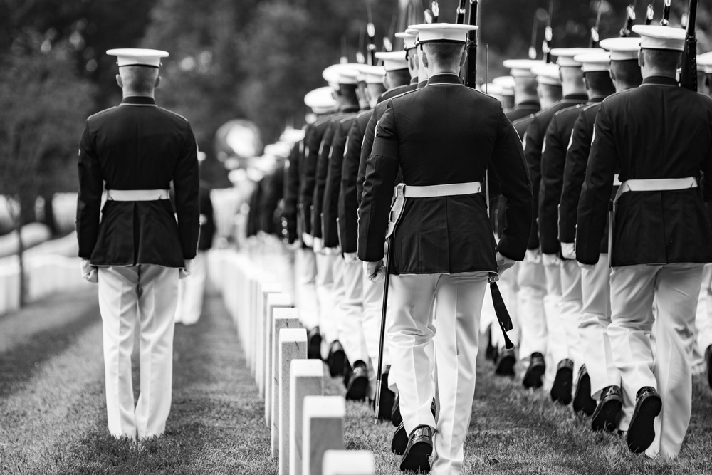 Military Funeral Honors with Funeral Escort are Conducted for Medal of Honor Recipient U.S. Marine Corps Sgt. Maj. John Canley in Section 60