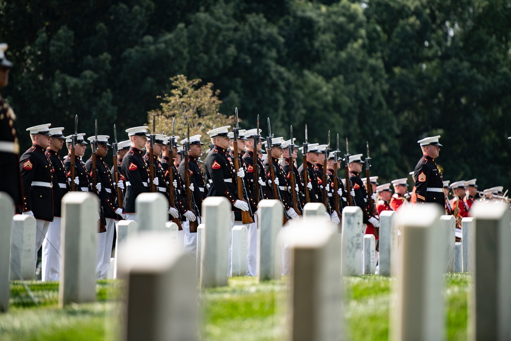 Military Funeral Honors with Funeral Escort are Conducted for Medal of Honor Recipient U.S. Marine Corps Sgt. Maj. John Canley in Section 60