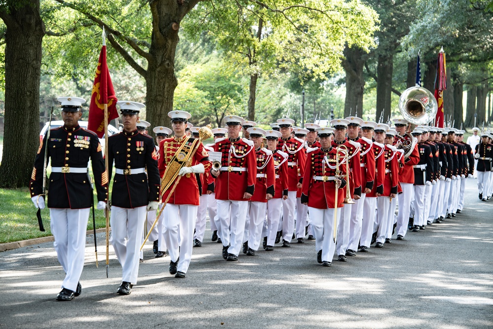 Military Funeral Honors with Funeral Escort are Conducted for Medal of Honor Recipient U.S. Marine Corps Sgt. Maj. John Canley in Section 60