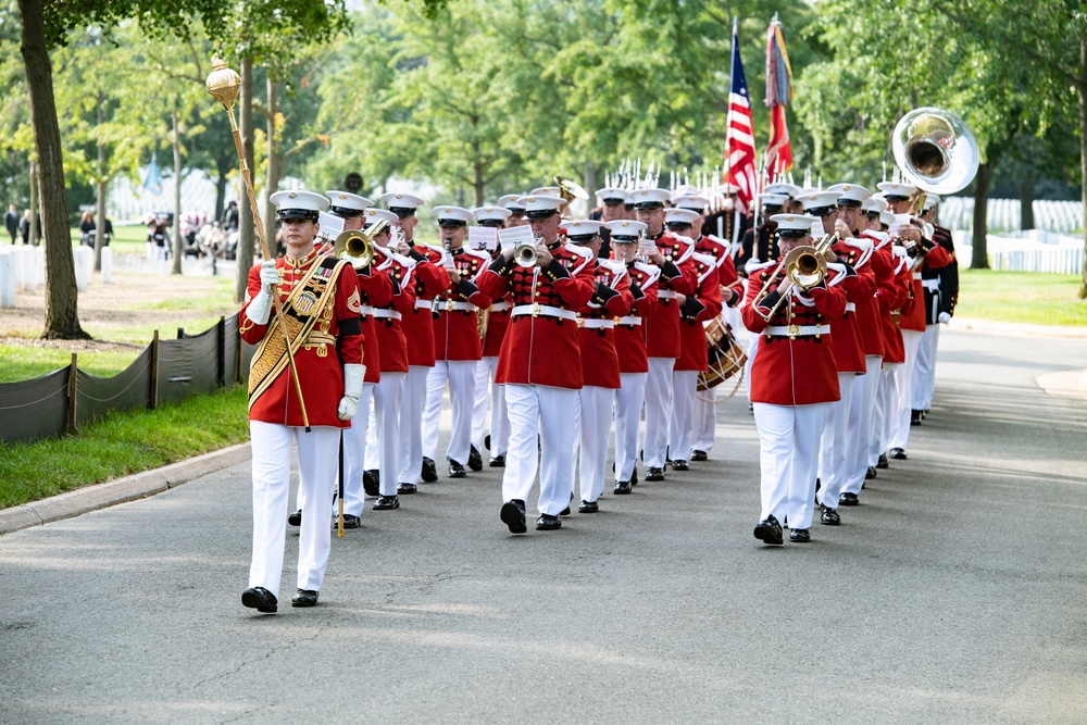 Military Funeral Honors with Funeral Escort are Conducted for Medal of Honor Recipient U.S. Marine Corps Sgt. Maj. John Canley in Section 60