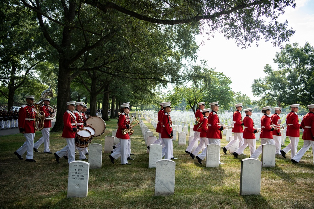 Military Funeral Honors with Funeral Escort are Conducted for Medal of Honor Recipient U.S. Marine Corps Sgt. Maj. John Canley in Section 60