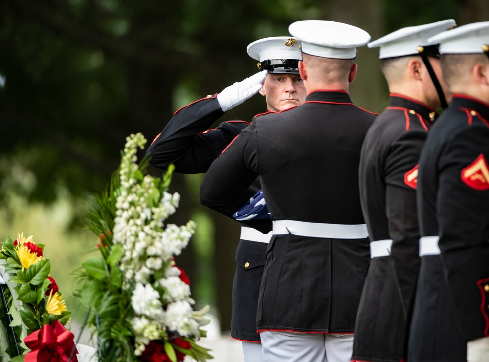 Military Funeral Honors with Funeral Escort are Conducted for Medal of Honor Recipient U.S. Marine Corps Sgt. Maj. John Canley in Section 60