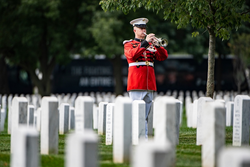 Military Funeral Honors with Funeral Escort are Conducted for Medal of Honor Recipient U.S. Marine Corps Sgt. Maj. John Canley in Section 60