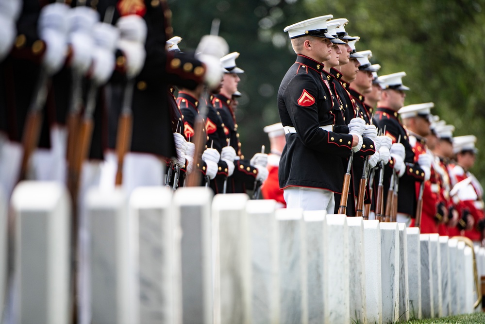 Military Funeral Honors with Funeral Escort are Conducted for Medal of Honor Recipient U.S. Marine Corps Sgt. Maj. John Canley in Section 60