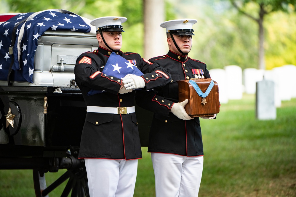 Military Funeral Honors with Funeral Escort are Conducted for Medal of Honor Recipient U.S. Marine Corps Sgt. Maj. John Canley in Section 60