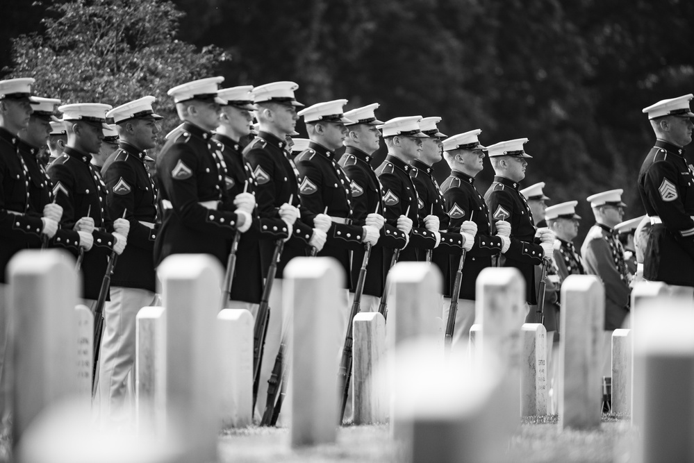 Military Funeral Honors with Funeral Escort are Conducted for Medal of Honor Recipient U.S. Marine Corps Sgt. Maj. John Canley in Section 60