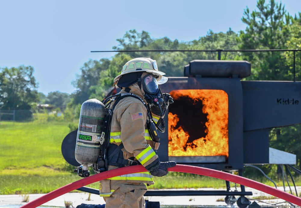 Joint interoperability: 908 CES firefighters train for new MH-139A Grey Wolf helicopter mission at Fort Benning