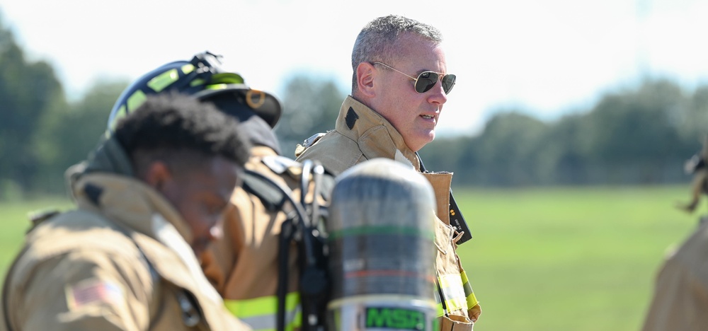 908 CES firefighters conduct annually required structure fire training
