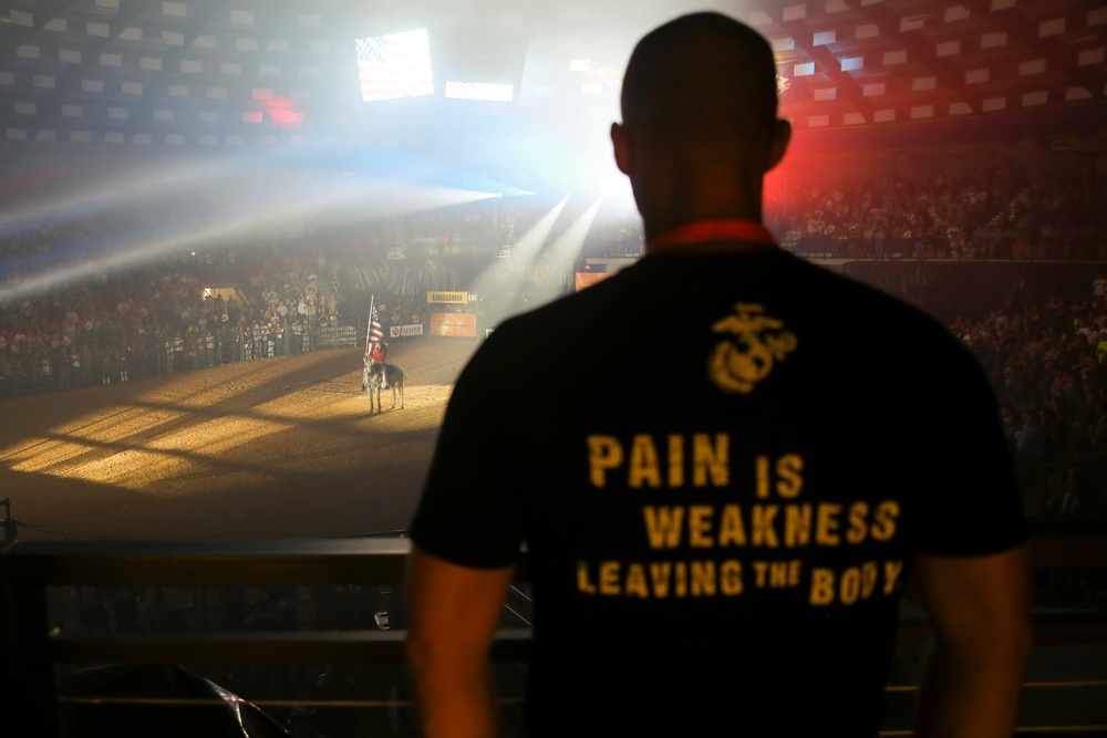 Recruiting Station Baton Rouge Marines attend Bulls Bands and Barrels Rodeo in Alexandria, Louisiana