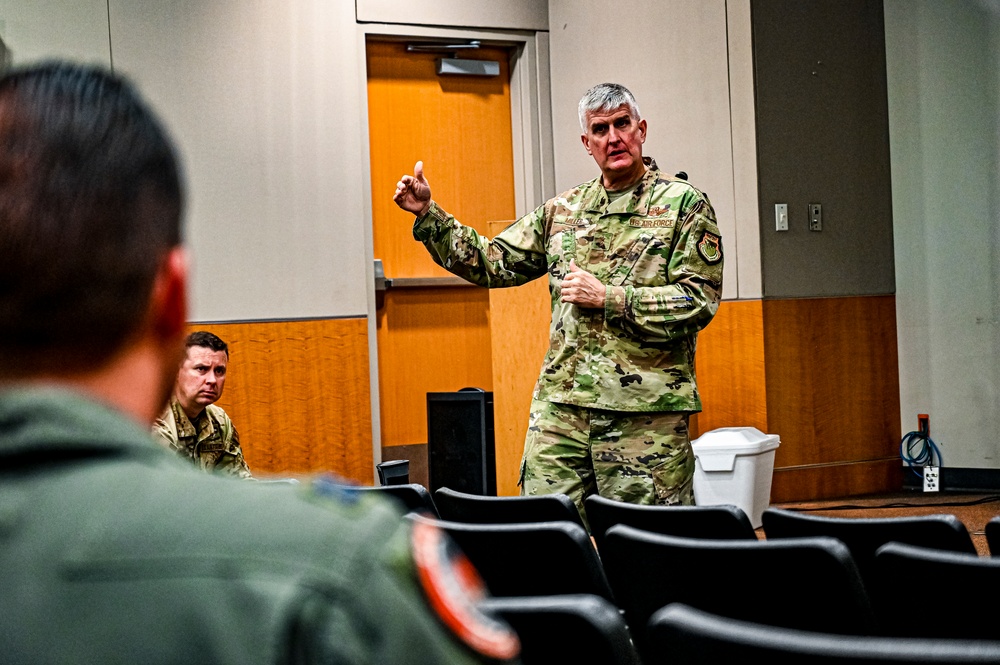 Maj. Gen. Albert Miller visits the 305th AMW as director of the Aircrew Task Force