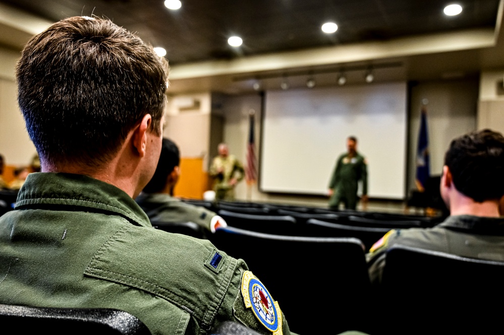 Maj. Gen. Albert Miller visits the 305th AMW as director of the Aircrew Task Force