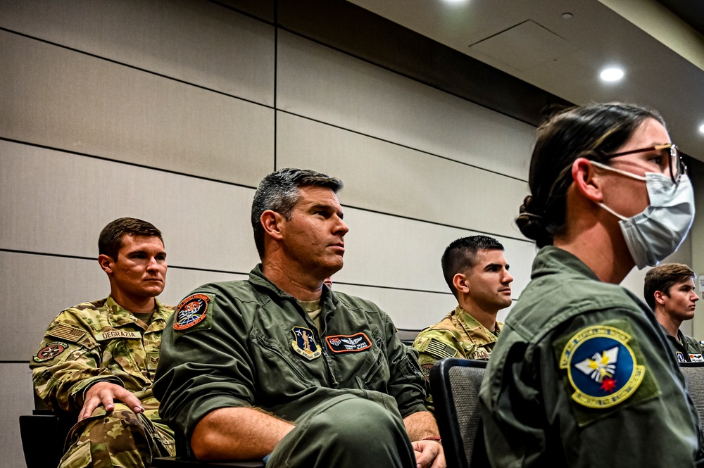 Maj. Gen. Albert Miller visits the 305th AMW as director of the Aircrew Task Force