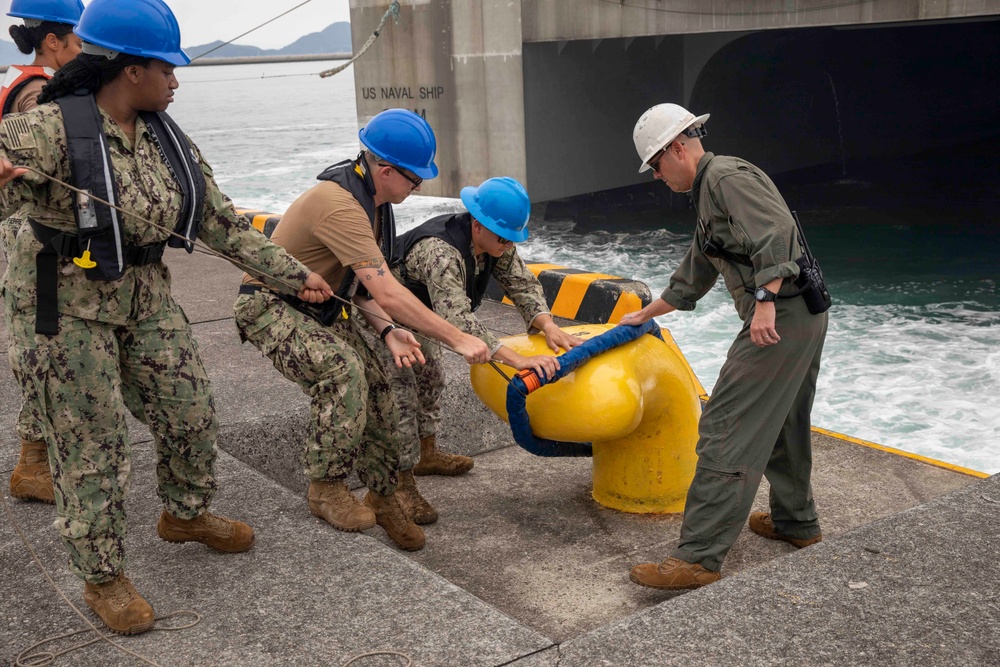 USNS Guam (T-HST-1) docks at MCAS Iwakuni in support of Exercise Orient Shield 22