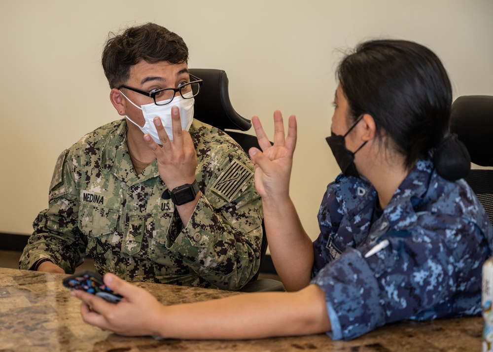 Japanese and U.S. Sailors Exchange Language and Culture