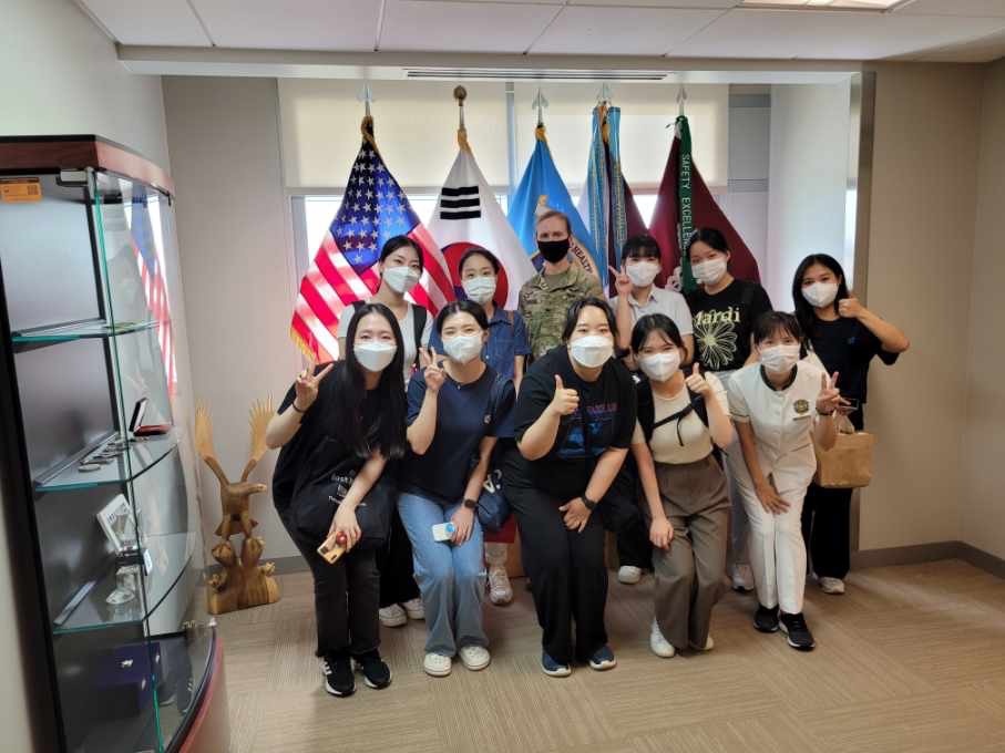 Pyeongtaek University Nursing Students pose with Col. Batig, 549th Hospital Center Commander/BDAACH Director