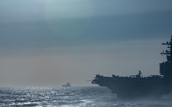 The George H.W Bush Carrier Strike Group transits the Strait of Gibraltar
