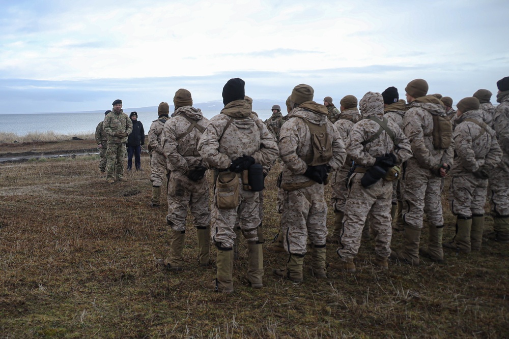 Chile Cold Weather Training: Chilean Navy Admiral Soto speaks to Marines