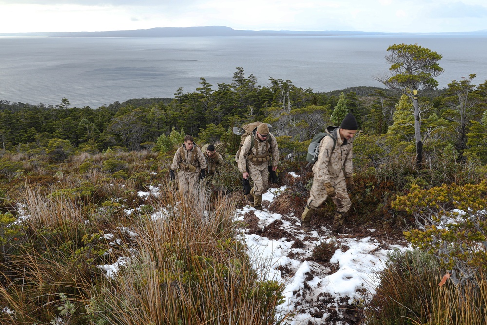 Chile Cold Weather Training: Marines climb Mount Tarn