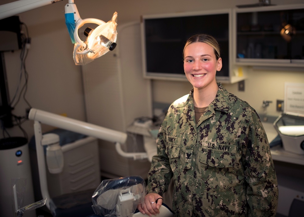 Enlisted Sailor Wears Maternity Uniform Provided by Navy's MPP