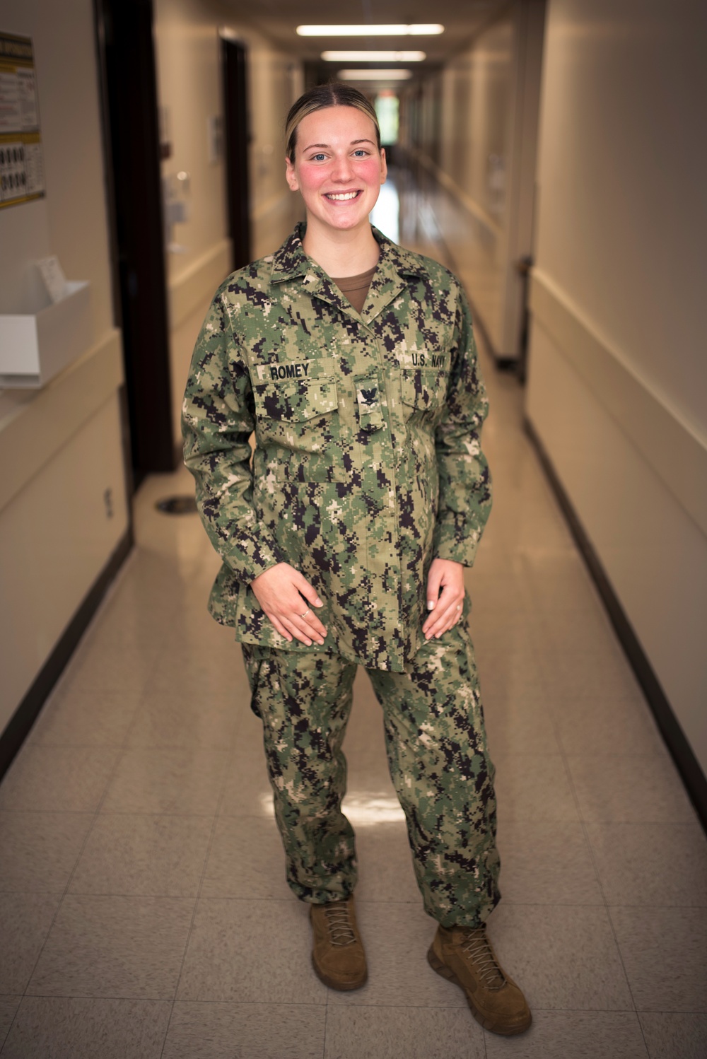 Enlisted Sailor Wears Maternity Uniform Provided by Navy's MPP