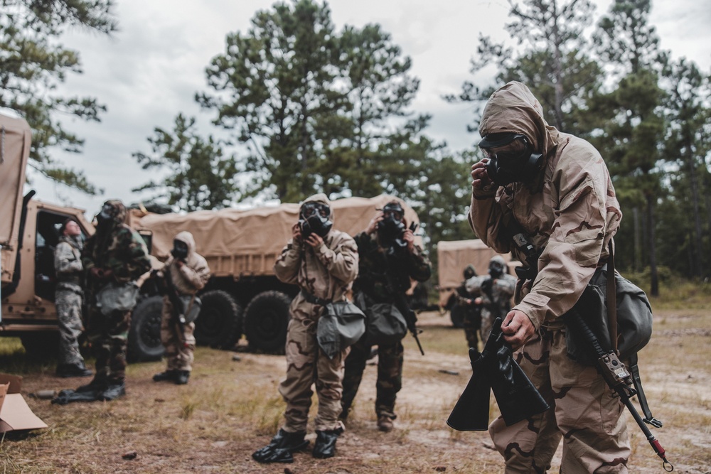 Combat Logistics Battalion 22 conducts simulated mass casualty chemical, biological, radiological, and nuclear training during its Marine Corps Combat Readiness Evaluation (Day 6)