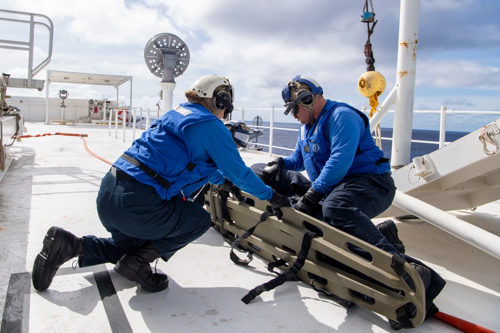USNS Mercy Sailors participate in crash and salvage drill