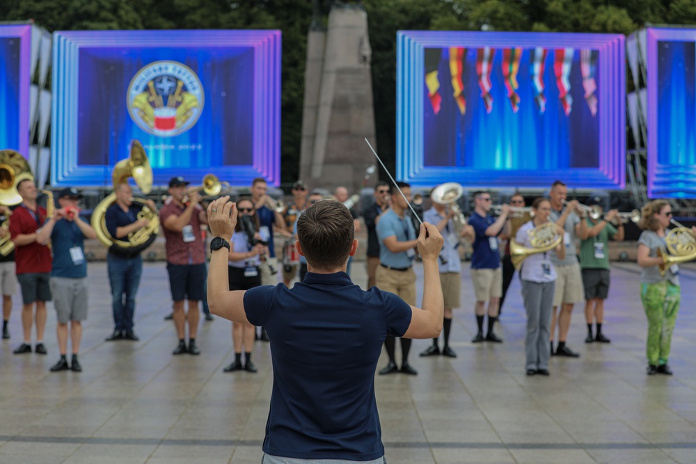 Big Red One Band Conducts Military Tattoo Rehearsal, Lithuania