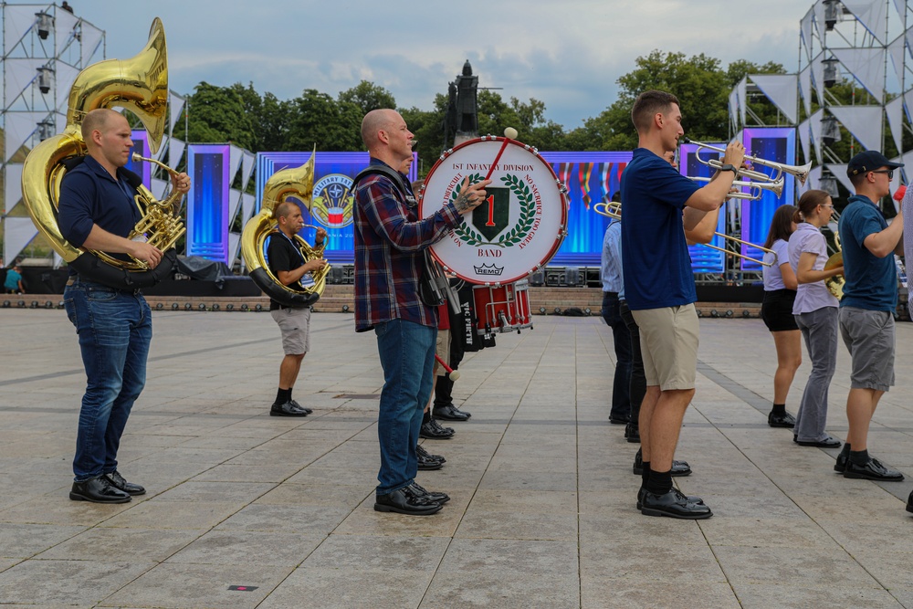 Big Red One Band Conducts Military Tattoo Rehearsal, Lithuania