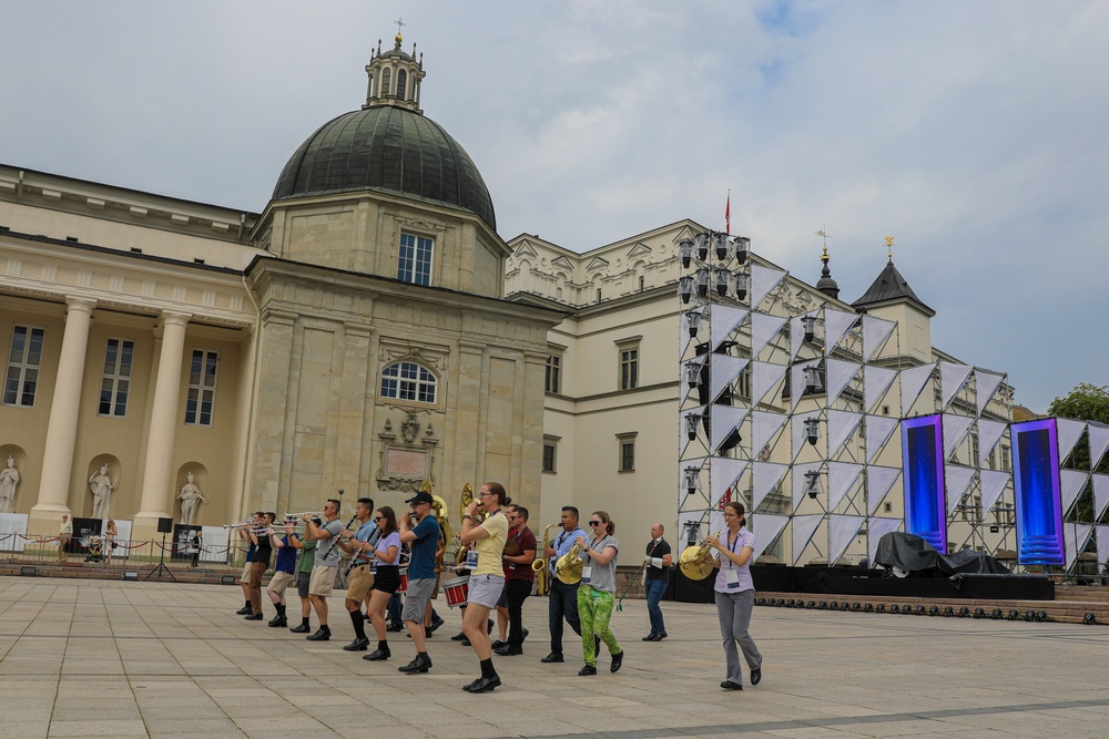 Big Red One Band Conducts Military Tattoo Rehearsal, Lithuania