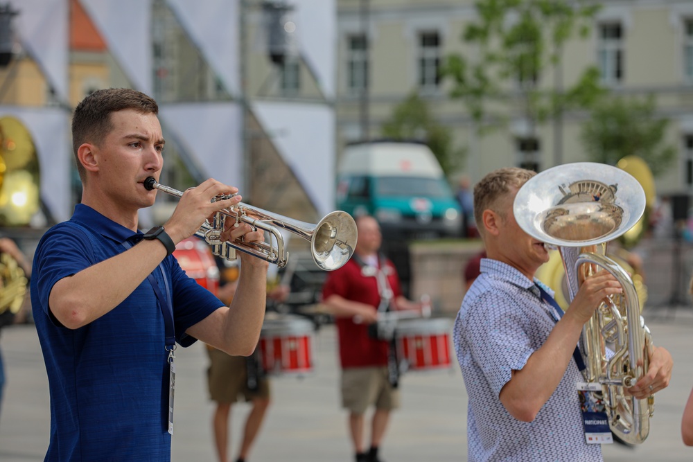 Big Red One Band Conducts Military Tattoo Rehearsal, Lithuania