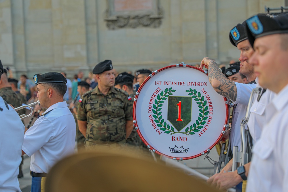 Big Red One Band Conducts Dress Rehearsal with NATO Ally Bands