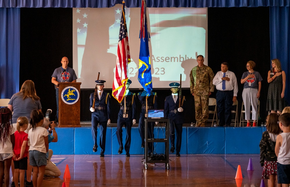 Wing CC takes part in HERO assembly at Welch Elementary School