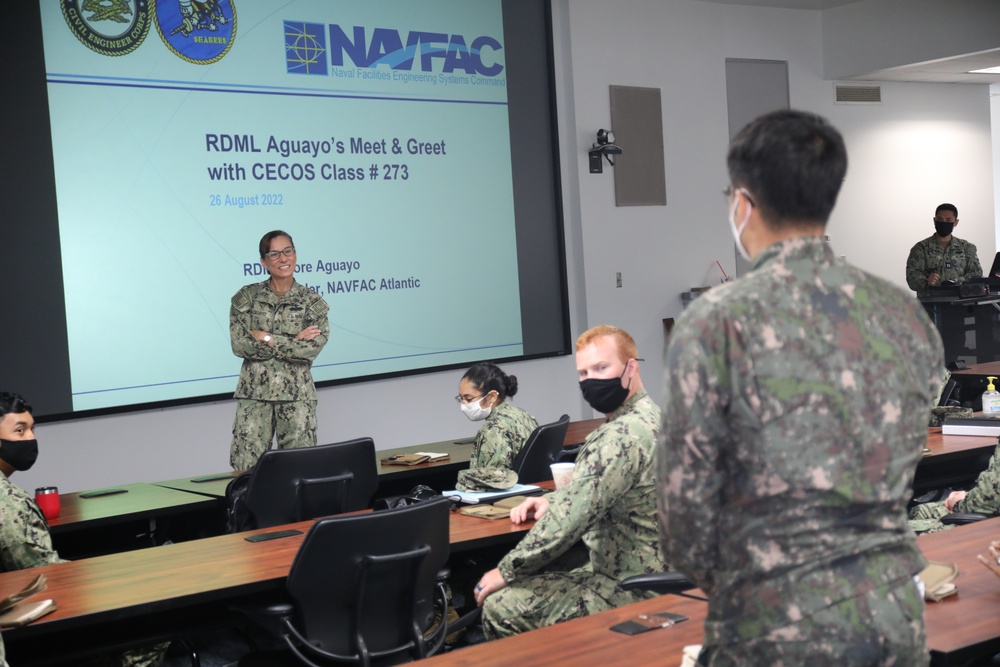 Rear Adm. Aguayo visit to us Navy Civil Engineer Corps School