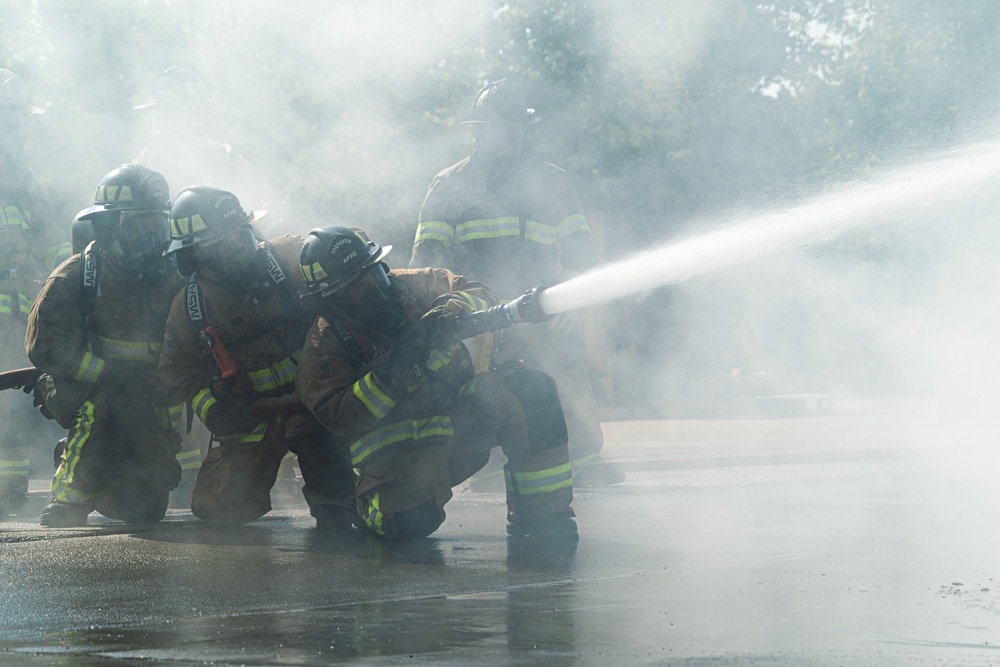 914th Air Refueling Wing firefighters conduct aircraft fire suppression training