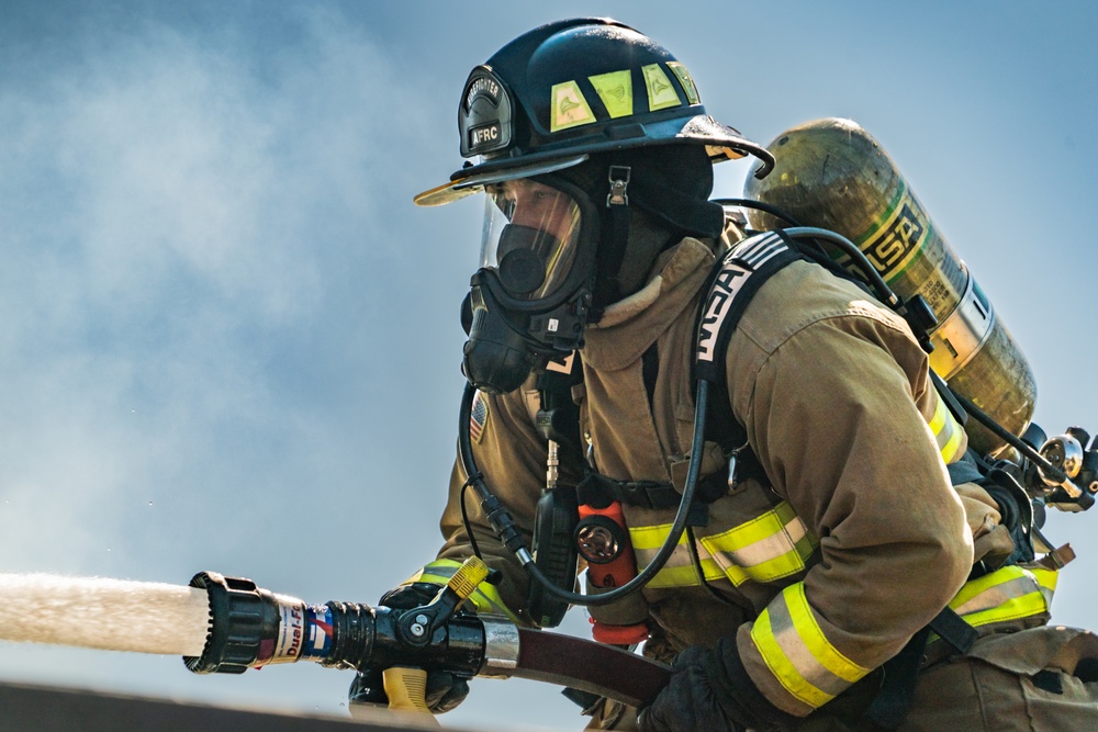 914th Air Refueling Wing firefighters conduct aircraft fire suppression training