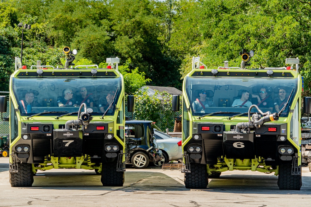 914th Air Refueling Wing firefighters conduct aircraft fire suppression training