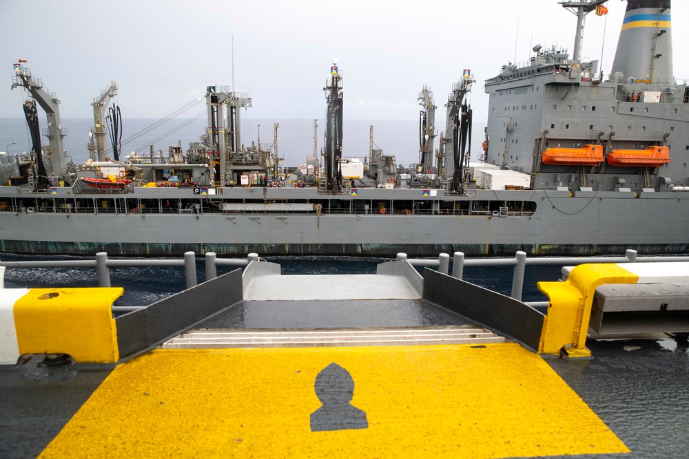 USS Tripoli RAS with USNS Big Horn
