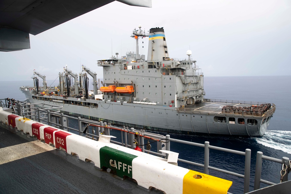 USS Tripoli RAS with USNS Big Horn