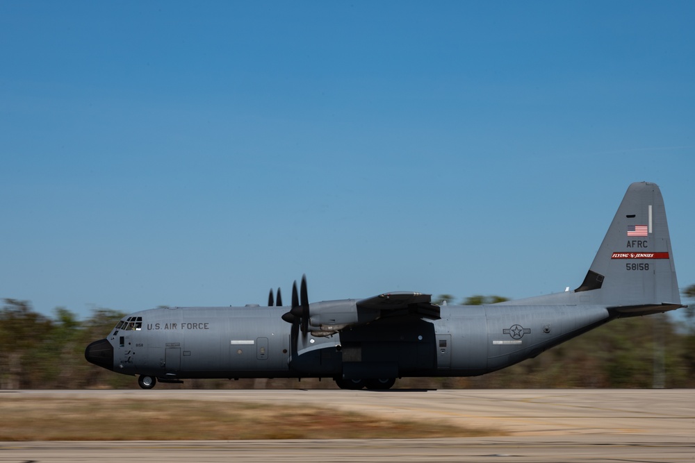 U.S. Air Force C-130J Super Hercules departs RAAF Base Tindal