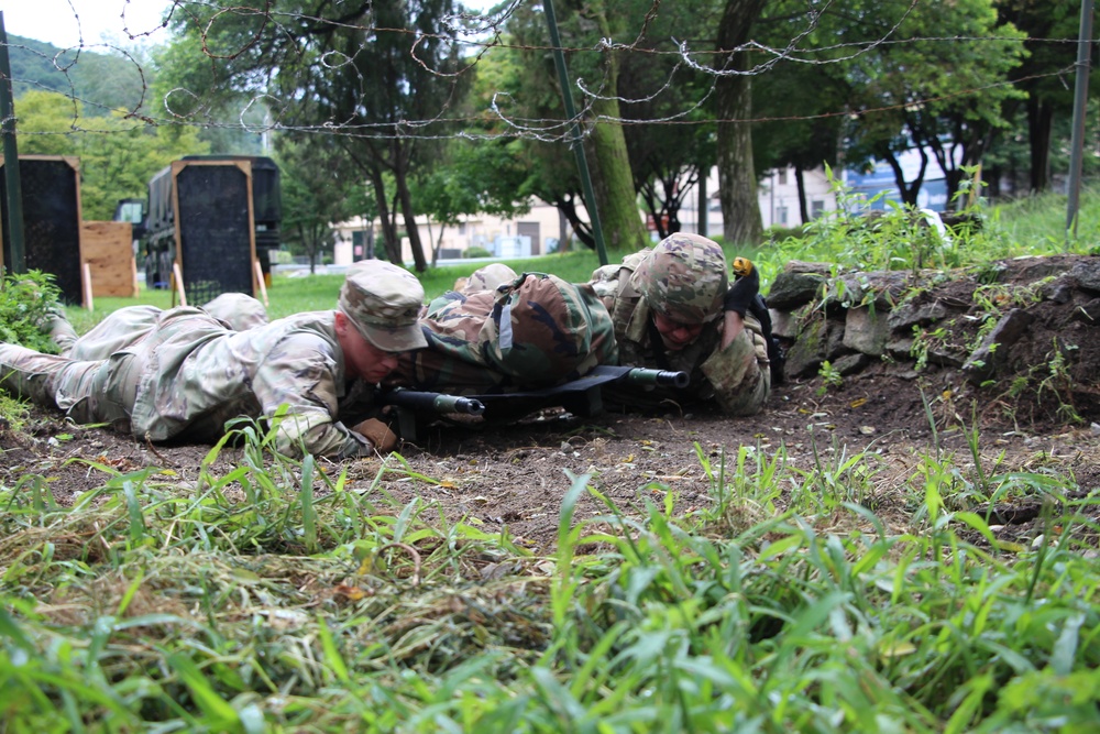 EFMB Lane Cadre demonstrates low crawl with patient