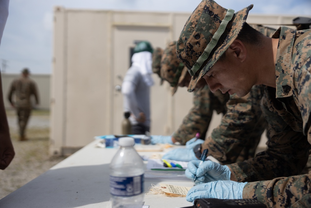 Combat Logistics Battalion 22 conducts Evacuation Control Center training during its Marine Corps Combat Readiness Evaluation (Day 8)