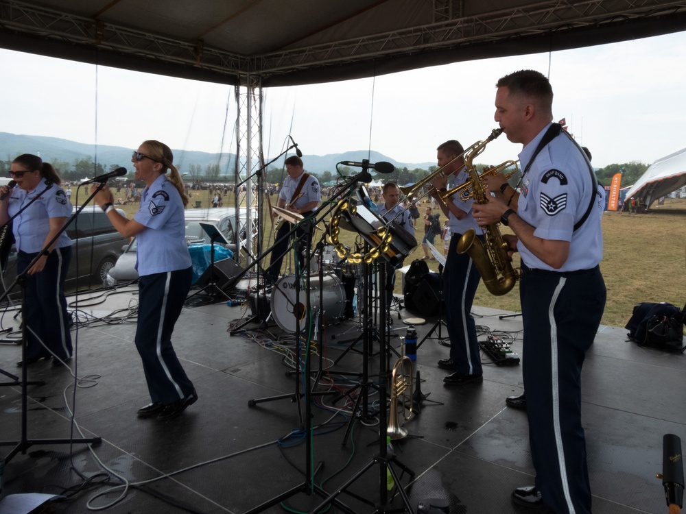 The U.S. Air Forces Ambassador’s Rock Band performs at various Slovak International Air Fest Events