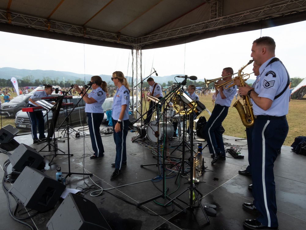 The U.S. Air Forces Ambassador’s Rock Band performs at various Slovak International Air Fest Events