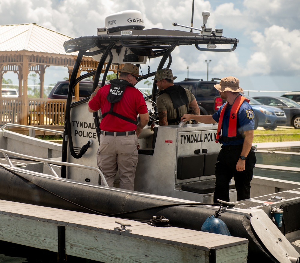 Tyndall Security Forces Marine Patrol defends the base, the bays