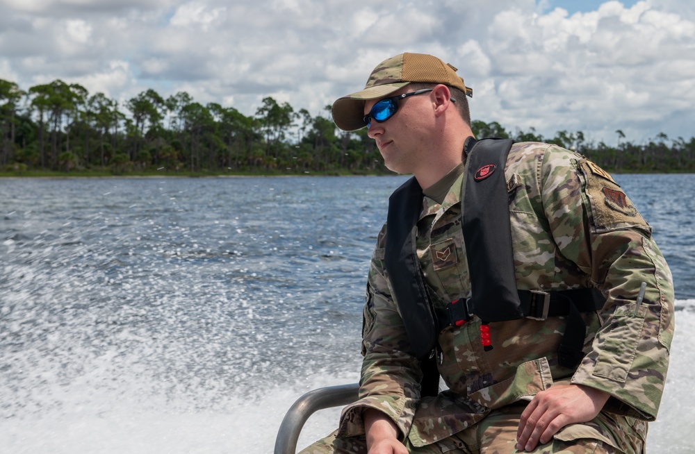 Tyndall Security Forces Marine Patrol defends the base, the bays