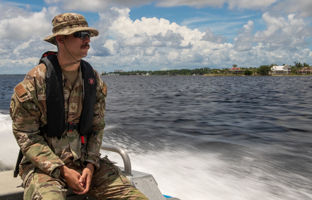 Tyndall Security Forces Marine Patrol defends the base, the bays