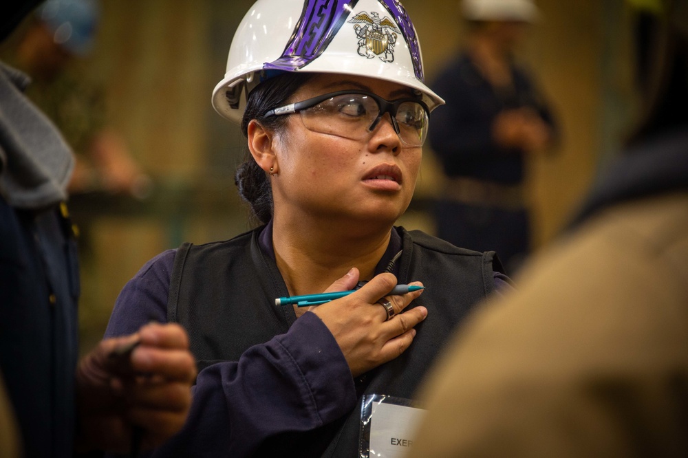 USS Carl Vinson (CVN 70) Sailors Conduct Fire Casualty Drill with San Diego Federal Fire Department