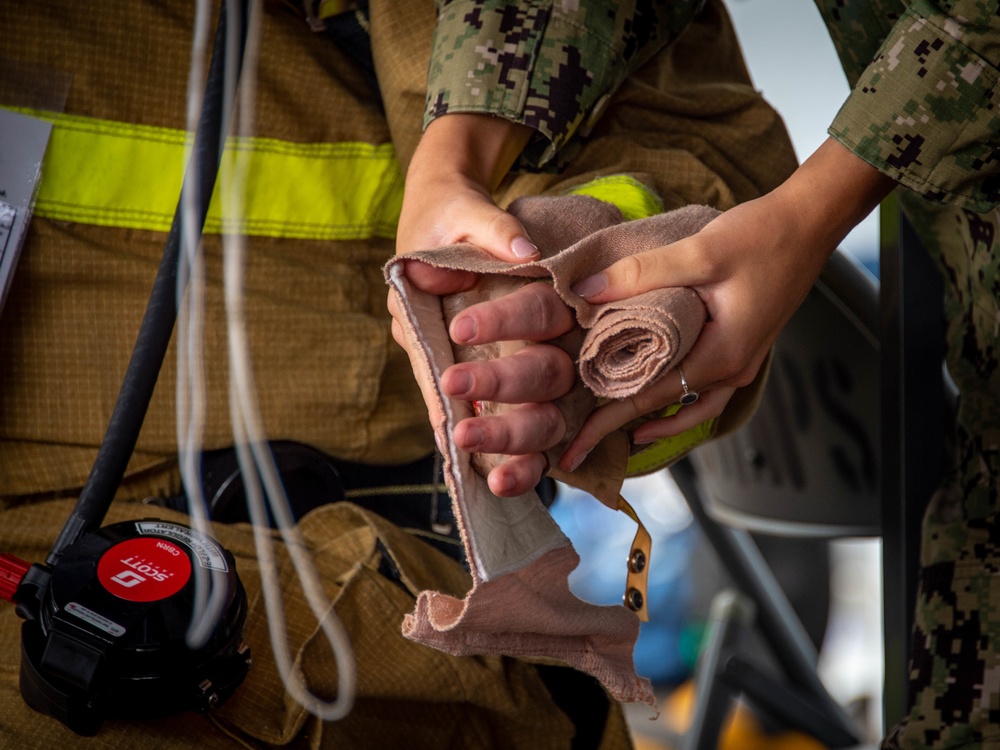 USS Carl Vinson (CVN 70) Sailors Conduct Fire Casualty Drill with San Diego Federal Fire Department