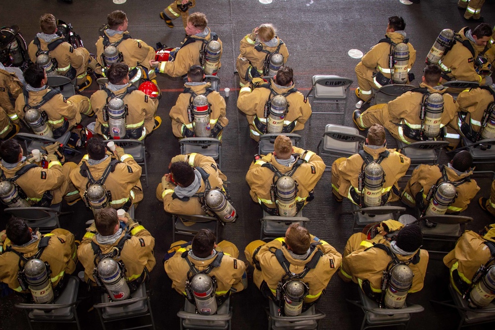 USS Carl Vinson (CVN 70) Sailors Conduct Fire Casualty Drill with San Diego Federal Fire Department